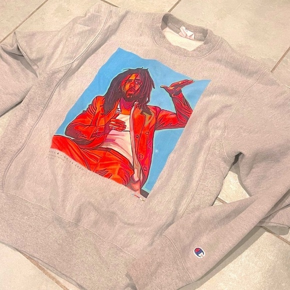 Jcole Champion reverseweave sz S sweatshirt crew J.cole Streetwear hiphop rap - Picture 1 of 12